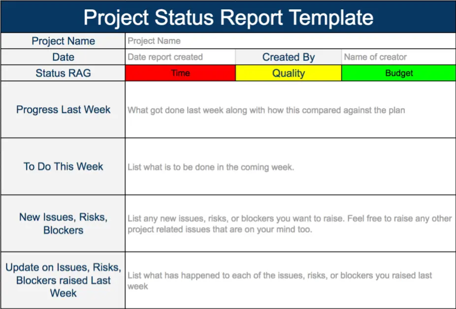 Project Status Report Blue Cat Reports